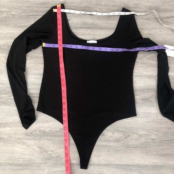 Leith Double Scoop Long Sleeve Thong Bodysuit- NWT - Picture 8 of 10